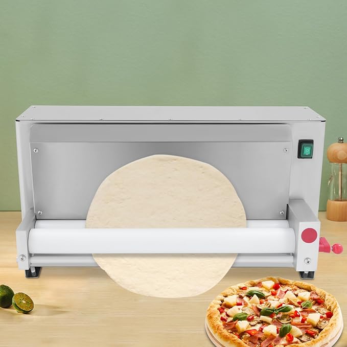 Commercial Dough Roller Sheeter for 3-18in Pizza, 450W 110V Automatic Pizza Press Shaping Machine for Noodle Pizza Bread Pasta Maker Equipment, 240-260 PCS/H