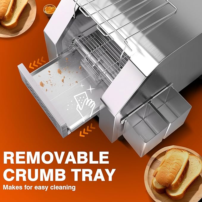 PYY Commercial Conveyor Toaster - 150 Slices/Hour Electric Conveyor Belt Toaster for Toast, Bun, Bagel, Bread, Heavy Duty Stainless Steel Toaster Oven for Restaurant, Bakery, Buffet Use