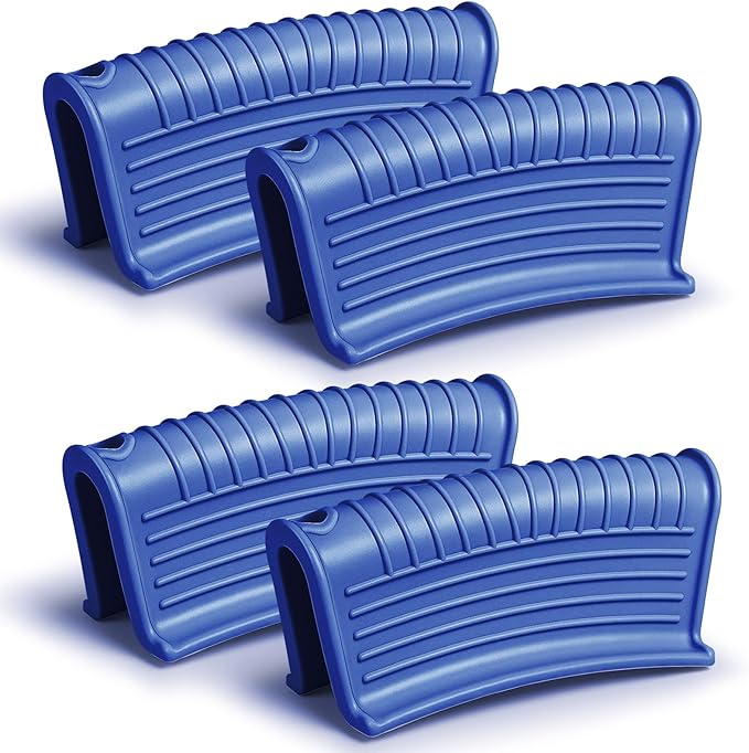 Patelai 4 Pcs Silicone Assist Hot Pan Handle Holder Pot Handle Covers for Cast Iron Skillets Holder Sleeve Nonslip Heat Resistant Pan Cover for Enameled Griddles Casserole Frying Cookware(Blue)