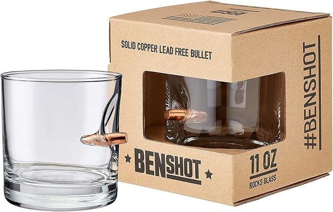 BenShot Rocks Glass with Real .308 Bullet - 11oz | Made in the USA