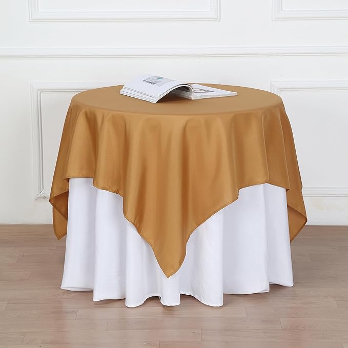 Efavormart 54x54 Gold Wholesale Linens Seamless Polyester Square Linen Tablecloth for Wedding Banquet Party Restaurant