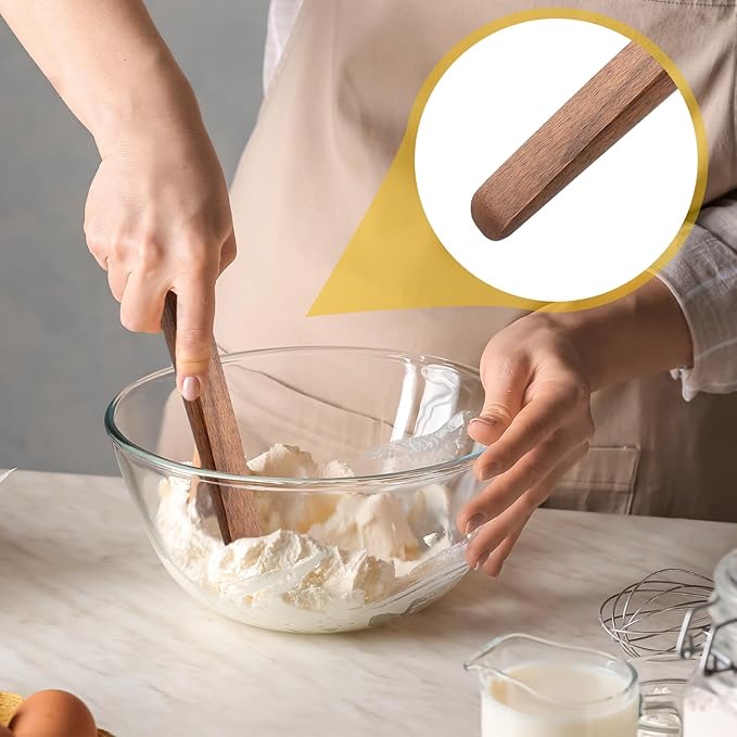 Hillban 2 Pcs 11 Inch Spurtle for Sourdough Stirring Stick Bread Mixing Stir Stick Bread Making Tools Paddle Wooden Dowel for Sourdough Spurtle Spatula Kitchen Cooking(Walnut)