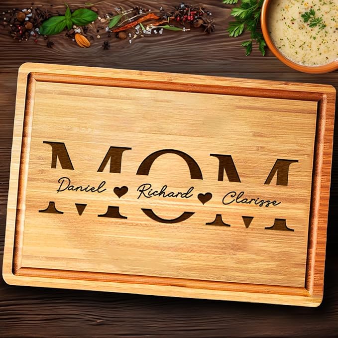 Custom Mothers Day Gift Cutting Board for Mom - Grandma, Customized Unique Kitchen Gifts for Mom Birthday Personalized Mothers Day Gifts for Mom and Grandma
