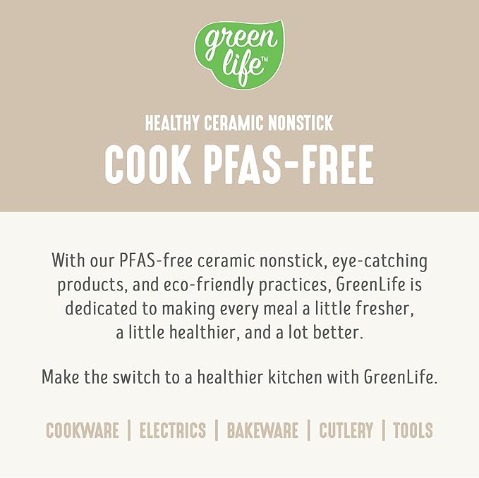 GreenLife 8 Piece Ceramic Nonstick Cookware Set, Induction Suitable Non Toxic PFAS-Free Pots & Pans, Dishwasher Safe, Cooking Set, Stock Pot, Saucepans & Frying Pans, Kitchen Cooking, Granite Cream