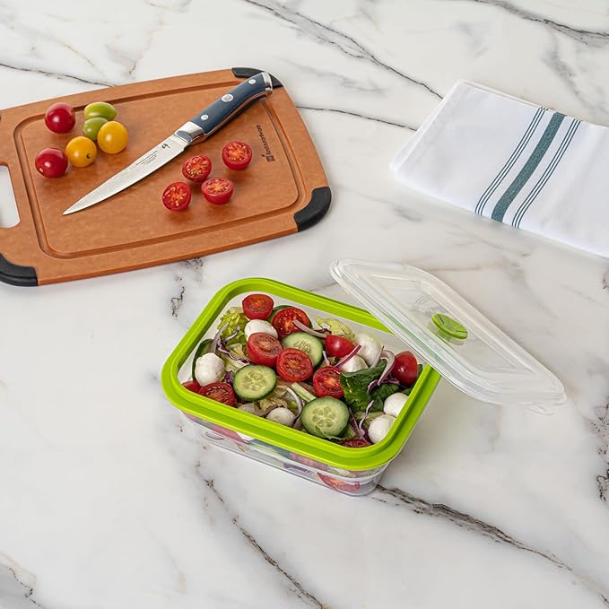 Restaurantware-Fresh Hero 32.3 Ounce Storage Containers, 20 Durable Airtight Food Containers - Microwavable, Freezable, Green Silicone Collapsible Container, Dishwashable, With Vented Lids
