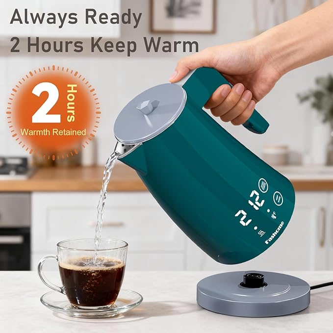 Electric Kettle with Temperature Control, 5 Preset Temps, 2H Keep Warm -1200W Quiet Water Boiler,Electric Tea Kettle with BPA-Free, Digital Cool-Touch, Rotating Base for Home,Office, Kids(Green)