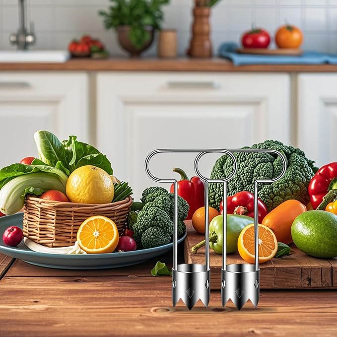 Red Bell Pepper Seed Corer, Stainless Steel Fruit & Vegetable Corer Tool, 2-Pack