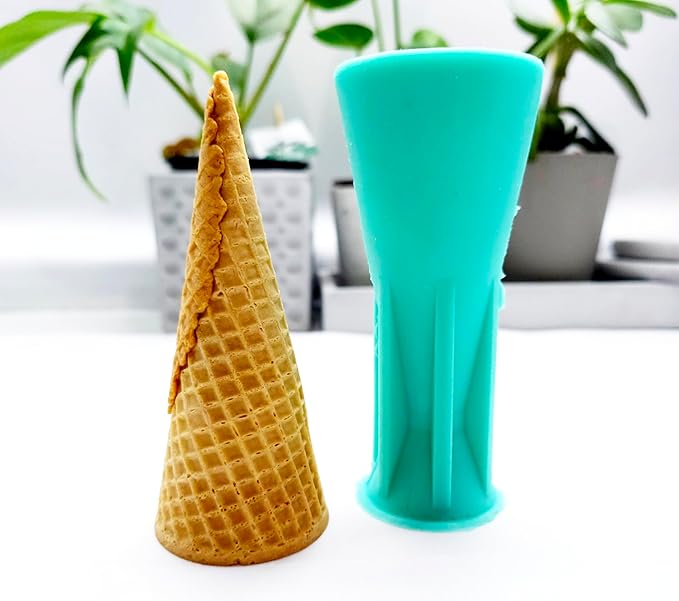 Natucraft Waffle Cone Mold, Realistic Ice Cream Cone Silicone Mold, Turquoise, Baking Molds, Food Preparation Mold