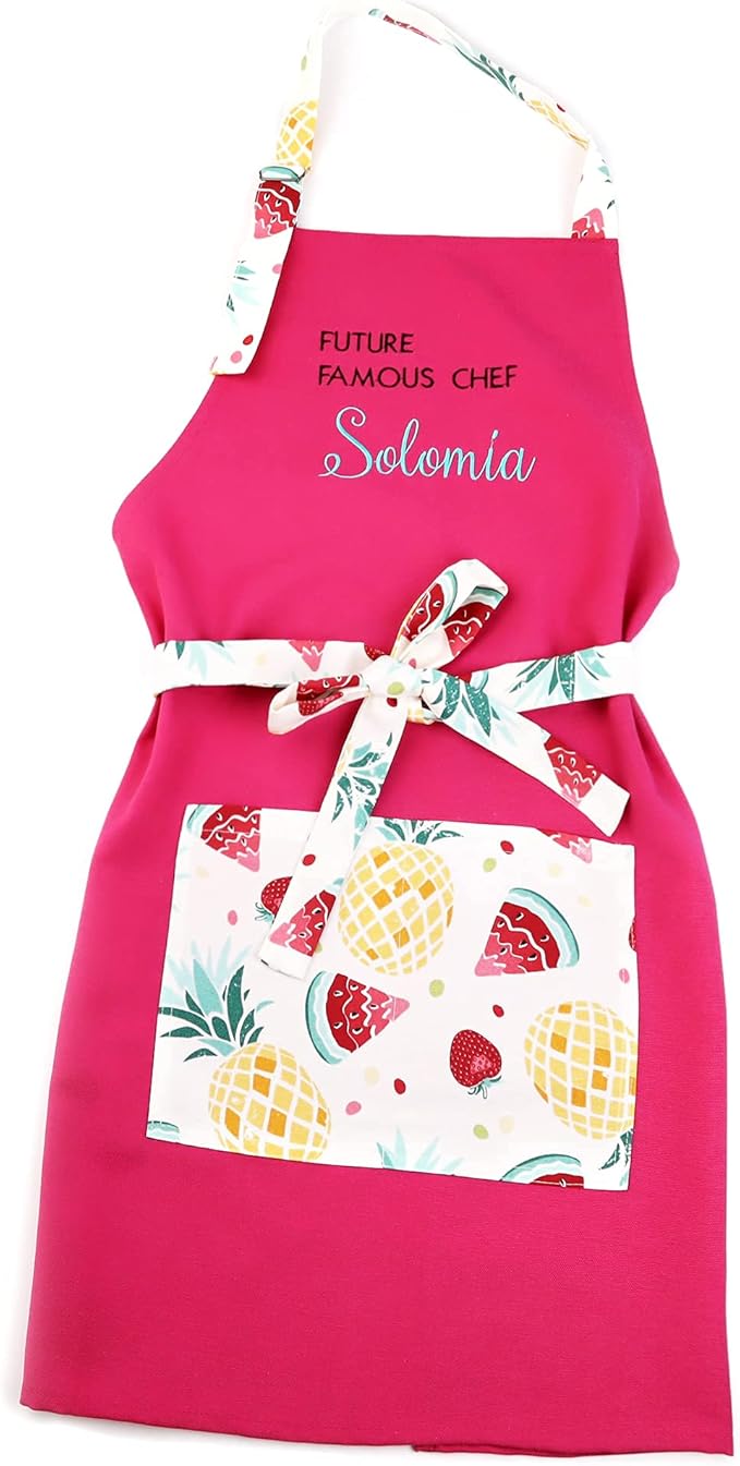 Kids Apron - Embroidered Personalized Cooking Custom Apron with Name, Adjustable, Cotton, with Pockets, for cooking