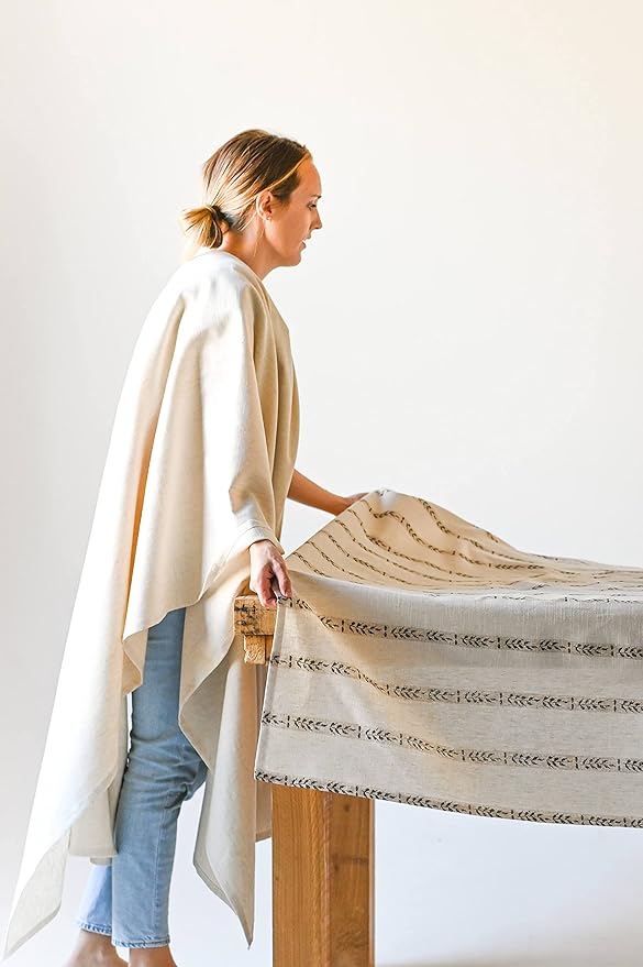 60x90 in Cotton Tablecloth – Large Rectangular Dining Table Cover for Kitchen, Weddings, Parties, Indoor or Outdoor Picnic and Everyday Décor – Walnut Leaf