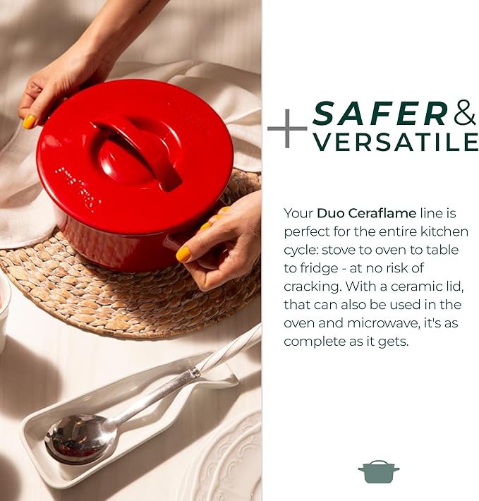 Pure Ceramic, Healthy, Non Toxic Cookware Set - Oven Safe Up to 1200F, Microwave and Dishwasher Safe, Longlasting and Lightweight - PFAS, PTFE, PFOA, PFOS - Tomato Red