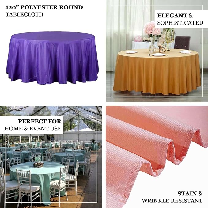 Efavormart 120" Wholesale Round Tablecloth Polyester Round Table Linens for Wedding Party Banquet Restaurant - Fushia