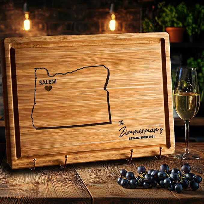 Oregon Cutting Board, Bamboo Destination Gifts, Wooden States Gifts, State Shaped Charcuterie Boards, Map US Art Gifts