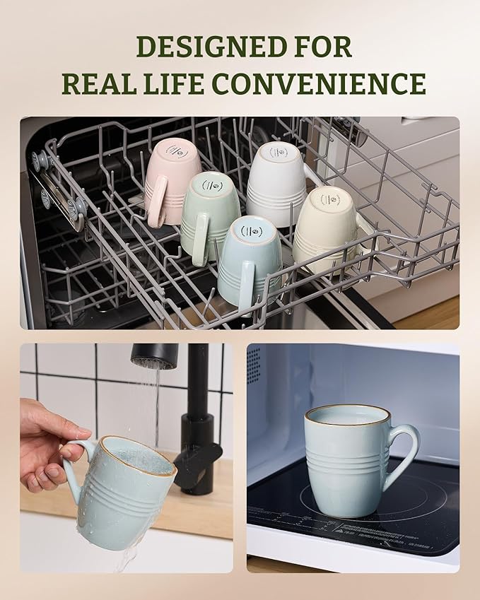 famiware Jupiter Coffee Mugs Set of 4, 13 oz Coffee Mug, Microwave and Dishwasher Safe, Coffee Cups with Handle for Coffee, Tea, Cocoa, Milk, Multi-color