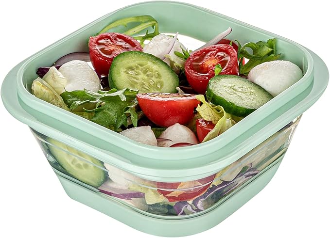 Restaurantware-Fresh Hero 17 Ounce Storage Containers, 1 Durable Airtight Food Containers - Microwavable, Freezable, Green Plastic, Collapsible, Dishwashable, With Vented Lids