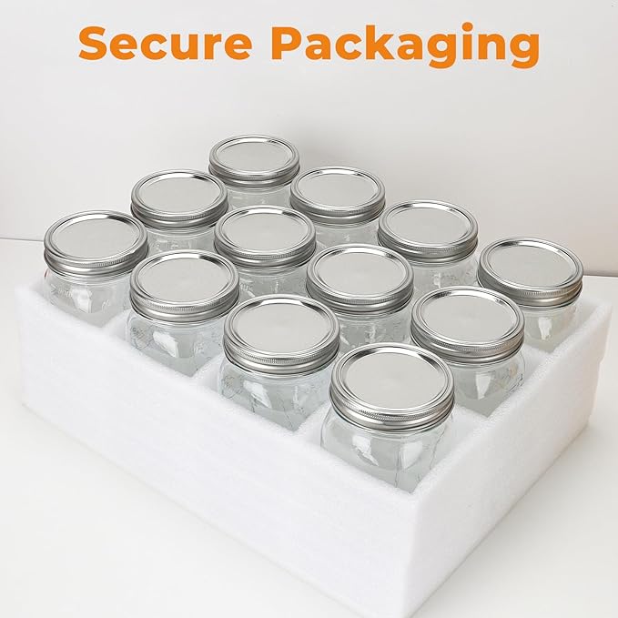 CycleMore 32oz Mason Jars, 6 Pack Large Glass Mason Jar with Metal Airtight Lids and Bands, Wide Mouth Glass Jars, 1 Quart Canning Jars for Pickling, Fermenting, Food Storage & DIY Projects