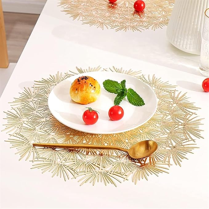 Placemats Elegant Tablemats Dandelion Flower Shape Placemats Place Mats for Kitchen Dining Table Holiday Wedding(Sliver,8Pcs)