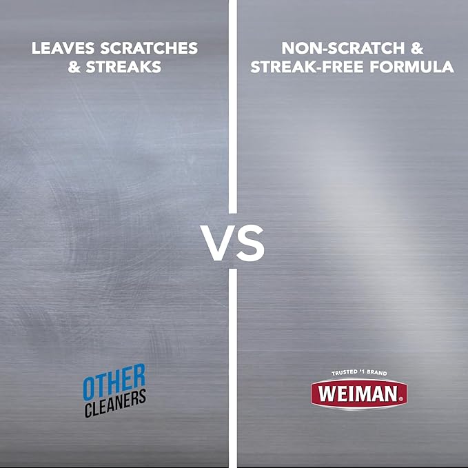 Weiman Stainless Steel Cleaner and Polish, 3-in-1 Stainless Steel Cleaning Spray for Appliances, Cuts Grease & Grime, Removes Fingerprints, Smudges, Residue & Water Spots, Streak-Free Shine