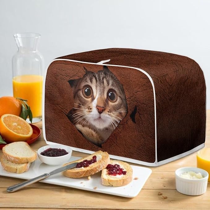 Doojoayie Cat in Wall 4 Slice Toaster Cover Toaster Storage Bag Bread Maker Cover Stain Resistant for Kitchen Small Appliance,Gift for Women
