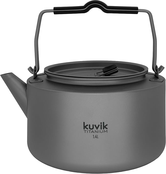 Kuvik Titanium Kettle 1.4L (47.3 oz) - Ultralight and Compact Kettle for Backpacking, Camping, and Home