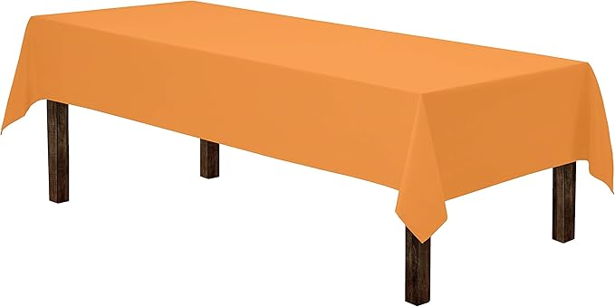 Gee Di Moda Rectangle Tablecloth - 60 x 102 Inch Orange Table Cloth for 6 Foot Rectangle Tables - Heavy Duty Washable Fabric - for Holiday Party, Dinner, Weddings, Baby Shower & Events