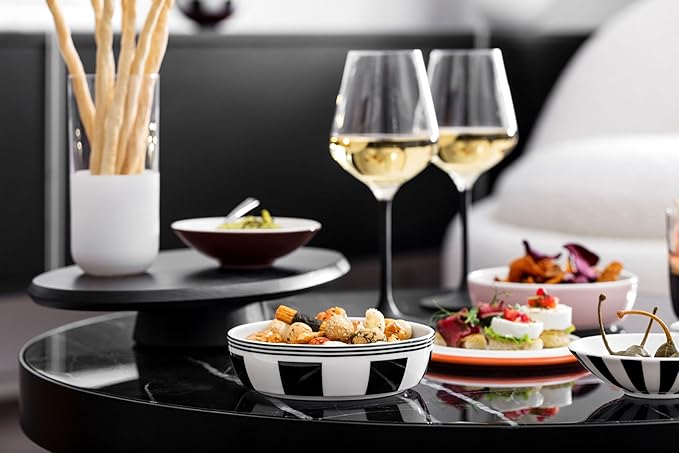 Villeroy & Boch Iconic Collection La petite Boule Memphis, Premium Porcelain, Made in Germany, Appetizer Set for 2, 5.5 x 5.5 in, Unique Coloful Design