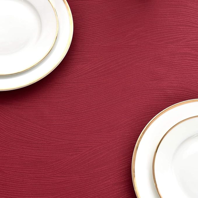 maxmill Jacquard Table Cloth Swirl Design Waterproof Antiwrinkle Heavy Weight Soft Tablecloths for Circular Table Cover and Kitchen Dinning Tabletop Square 60 x 60 Inch Red