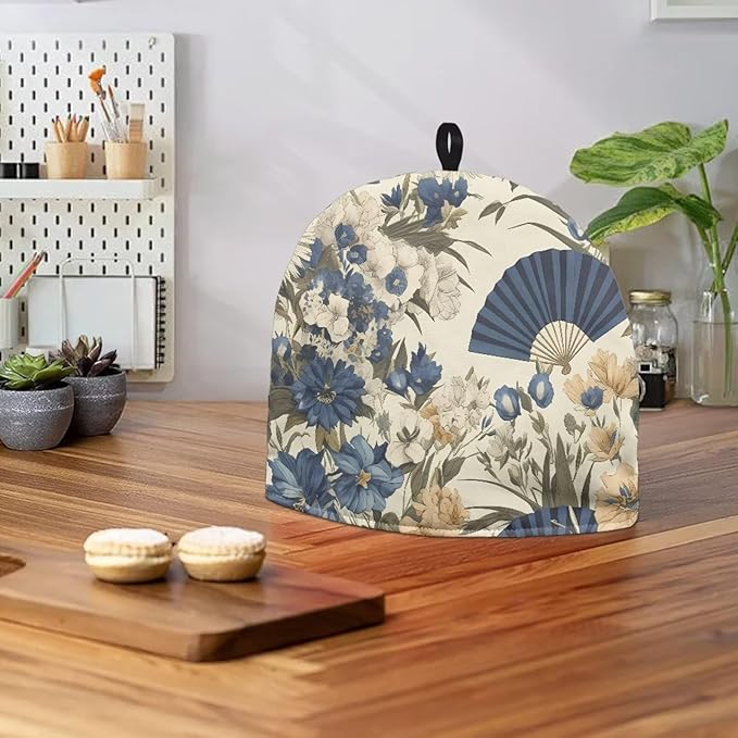 Retro Flowers Tea Cozy for Teapot Insulated Soft Tea Cup Warmer Cozy for Party Kitchen Accessory Retro Fans Kettle Kitchen Dust Cover,Women