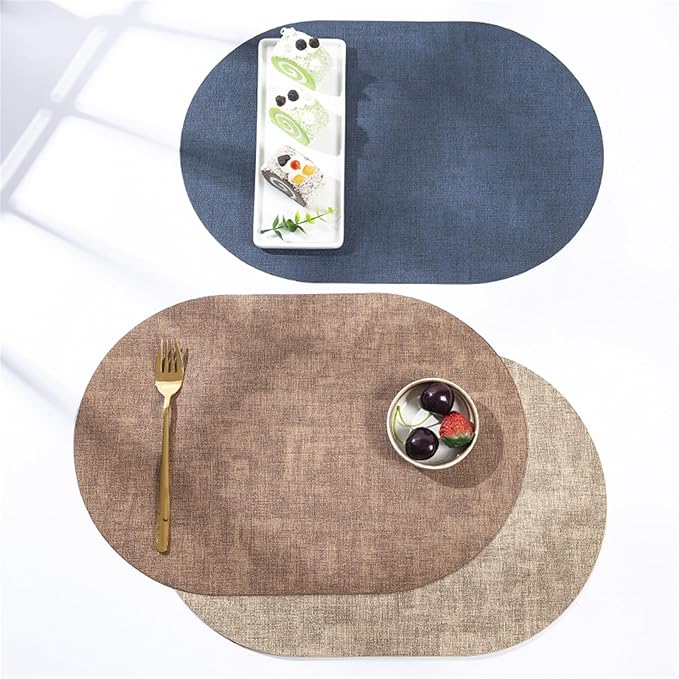 Placemats for Table Leather Western Table Mat Oil-Proof Hotel Home Dining Plate Mat Non-Slip Heat Insulation Pad(Green)