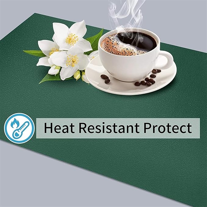 Faux Leather Placemats Set of 1/4/6 Place Mat Heat Indoor Dining Table Mat Easy to Clean Non-Slip Kitchen Mat(YB red,45x30cm 6pcs)