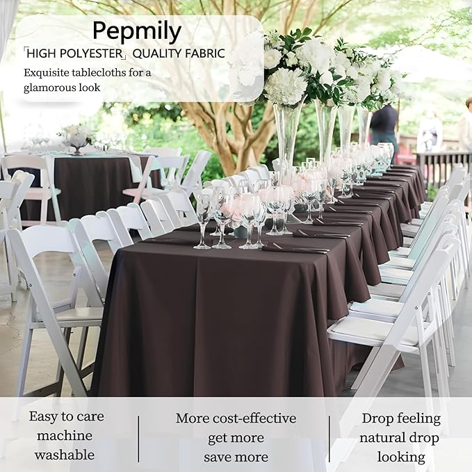 8 Pack Brown Tablecloth 60x102 Inch Rectangle Table Cloth for 6 Foot Rectangle Tables, Wrinkle Resistant Washable Polyester Fabric Rectangular Table Cover for Dining Banquet Wedding Party