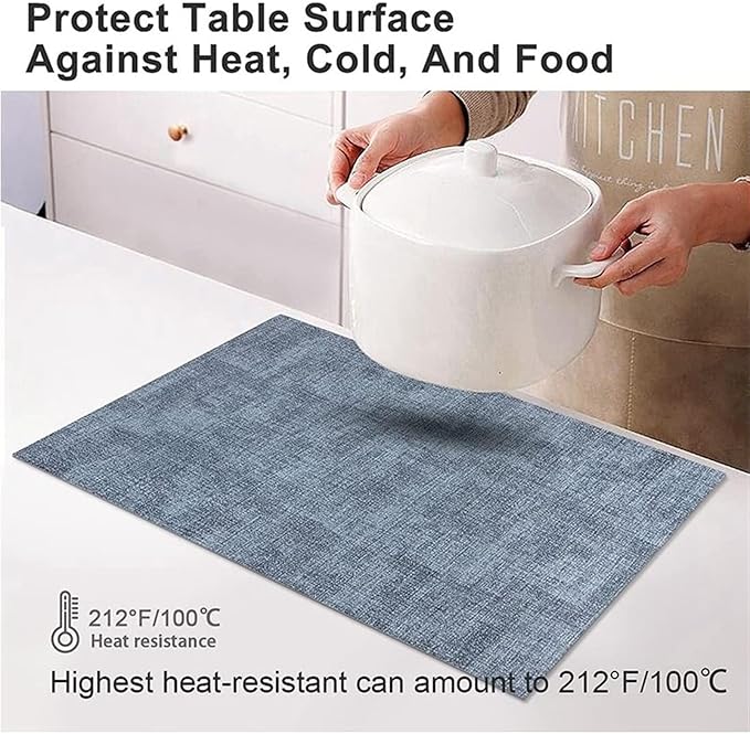 Table Decor Housewarming PU Place Mats Kitchen Accessories Set of 1/4/6 Non-Slip Wipeable Waterproof Washable PlaceMats(SPU Light Grey,43x30cm 4pcs)