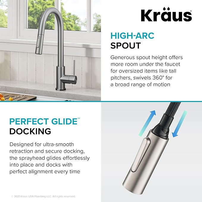 KRAUS Oletto Contemporary Single-Handle Touch Kitchen Sink Faucet with Pull Down Sprayer in Spot Free Stainless Steel, KTF-3104SFS