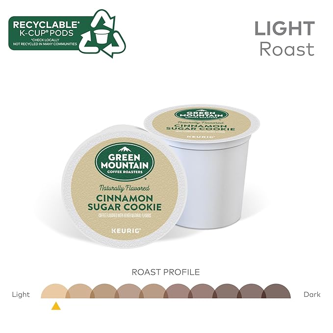 Green Mountain Coffee Roasters Cinnamon Sugar Cookie Keurig Single-Serve K-Cup Pods, Light Roast Coffee, 96 Count