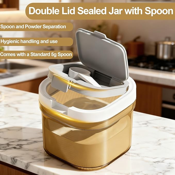 3 Pcs Airtight Food Storage Container Set with Spoon, BPA-Free Stackable Kitchen Storage Containers for Coffee, Sugar, Flour, Tea, Cereal and Dry Food (0.85, 1.4, 1.9 qt)