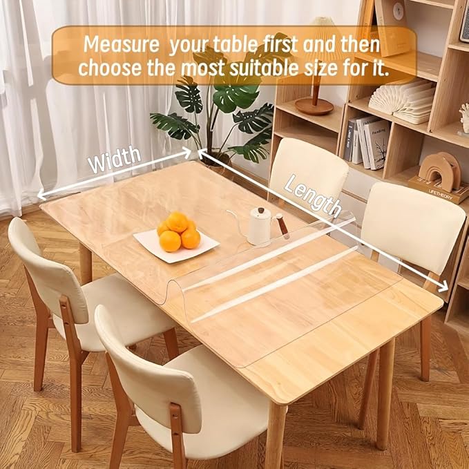 36"X54"Crystal PVC Table Cover Protector, Waterproof PVC Tablecloth, 1.5MM Thickened Rectangle Mat for Dinning, Desk, Coffee Table, Workbench, Dresser, TV-Stand, Counter