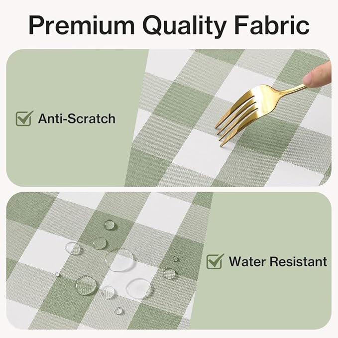 Checkered Tablecloth Rectangle Gingham Table Cloths Waterproof Wrinkle Free Buffalo Plaid Table Covers Washable for Dining, Parties & Outdoor Picnic(Sage Green,60"×84")