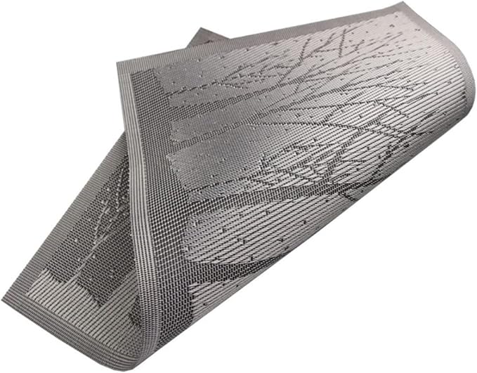 Washable Plastic PVC Placemats Wipe Clean for Kitchen Table Heat-resistand Woven Kids Place Mats for Dining Mats(Tree Grey,30X45CM_1PCS)