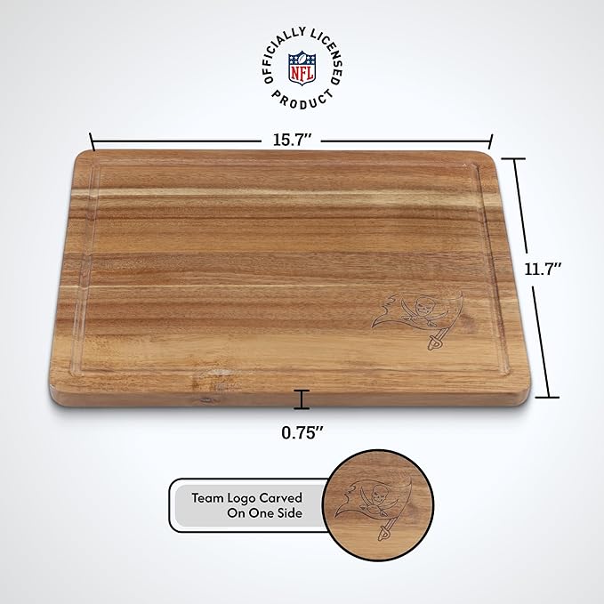 The Memory Company Officially Licensed NFL Acacia Cutting Board – 11.7" x 15.7" Durable Wood Chopping & Serving Board with Team Logo