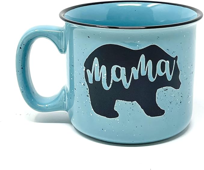 Mama Bear Ceramic Coffee Mug for Mom, Wife, Women – Unique Teal Ceramic Mug – Fun Gifts for Her on Mother’s Day, Birthday, or Christmas – Cute Coffee Cup for Moms, Wives, and Coffee-Loving Women