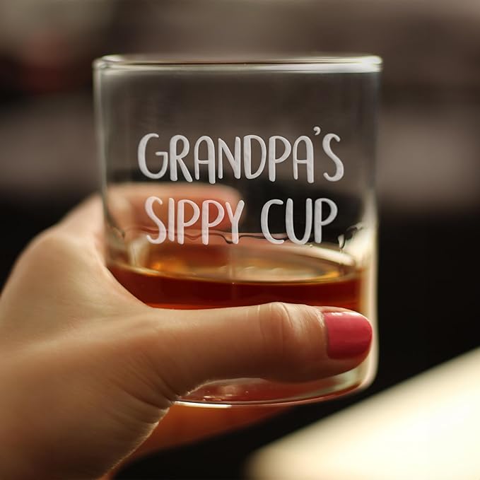 Grandpa's Sippy Cup - Unique Whiskey Rocks Glass for Grandfathers - Fun Grandpa Gifts - Set of 4-10.25 Oz