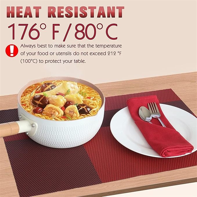 Heat-Stain Non-Slip Eco-Friendly Woven for Dining Table Washable PVC Kitchen Table Place Mats(JG-02,30X45CM_4PCS)