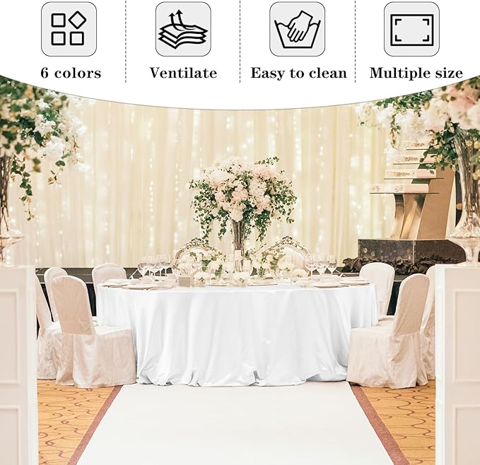 Fitable 6 Pack Black Round Table Clothes - 70 Inches in Diameter - Stain Resistant and Washable Tablecloths, Polyester Fabric Table Covers for Wedding, Party, Banquet, Gathering