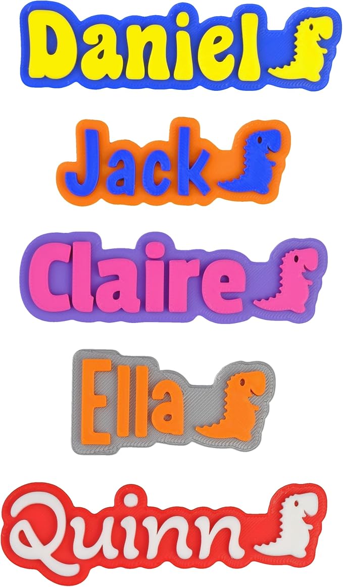 Custom Magnets for Fridge and Locker – 3D Printed Two-Color Name Design with Dinosaur Icon – Personalized Magnets with Strong Grip & Made of Durable PLA