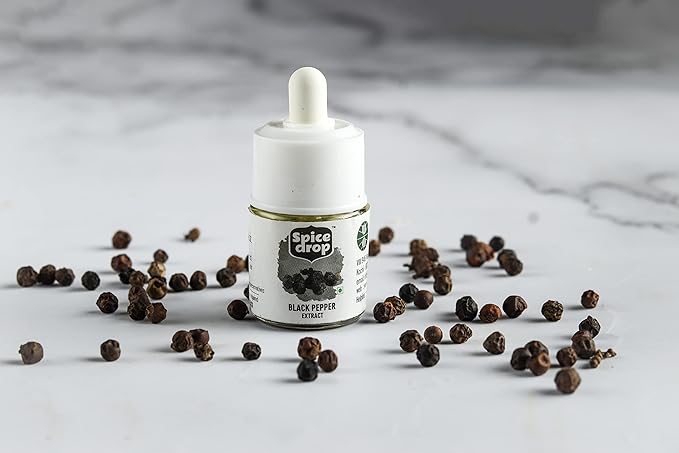 Spice Drop Black Pepper Natural Spice Extract For Soups, Dishes, and Beverages | Authentic Taste | Made From Peppercorns | 5ml (180 Drops equivalent to 40 grams powder) | Vegan | Natural Herbs Extract | Non-GMO