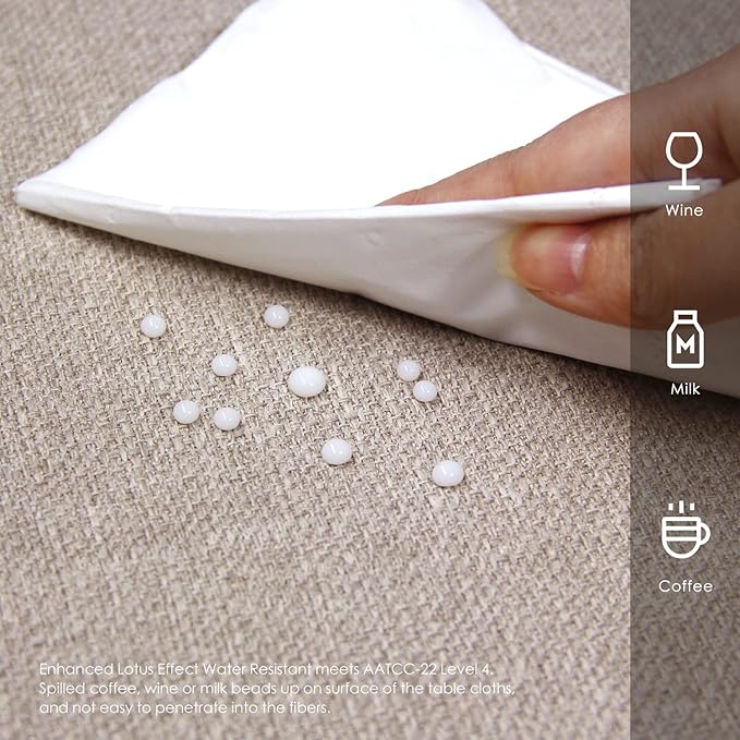 BALCONY & FALCON Rectangle Tablecloth Washable Wrinkle Resistant and Water Proof Table Cloth Decorative Fabric Tablecloths for Dining Parties Kitchen Wedding and Outdoor Use (Beige, 90x132)