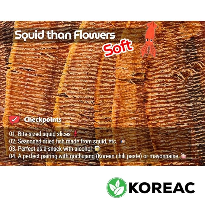 KOREAC_ Korea Seasoned Dried Squid Snack Squid Over Flower (Soft) 230g 8.5oz 꽃보다 오징어 소프트