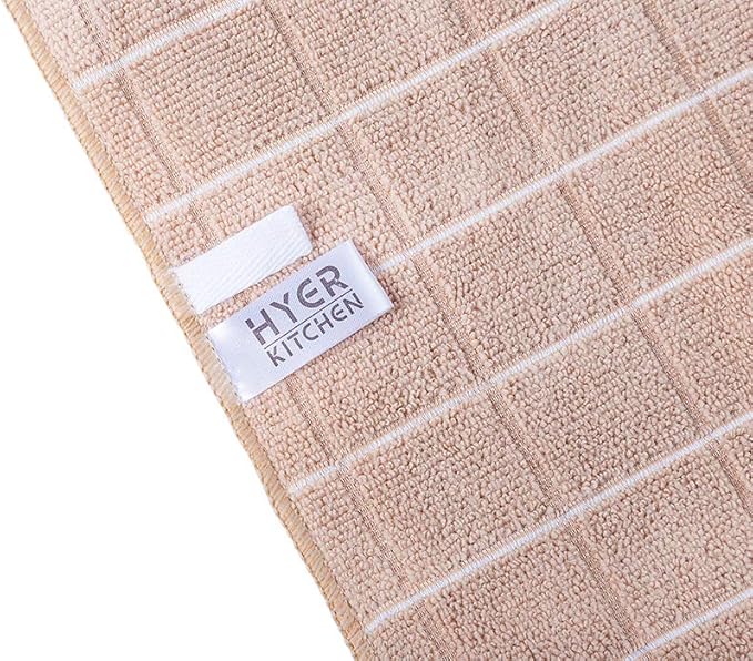 Microfiber Dish Towels - Soft, Super Absorbent and Lint Free Kitchen Towels - 8 Pack (Lattice Designed Camel Colors) - 26 x 18 Inch (Camel)