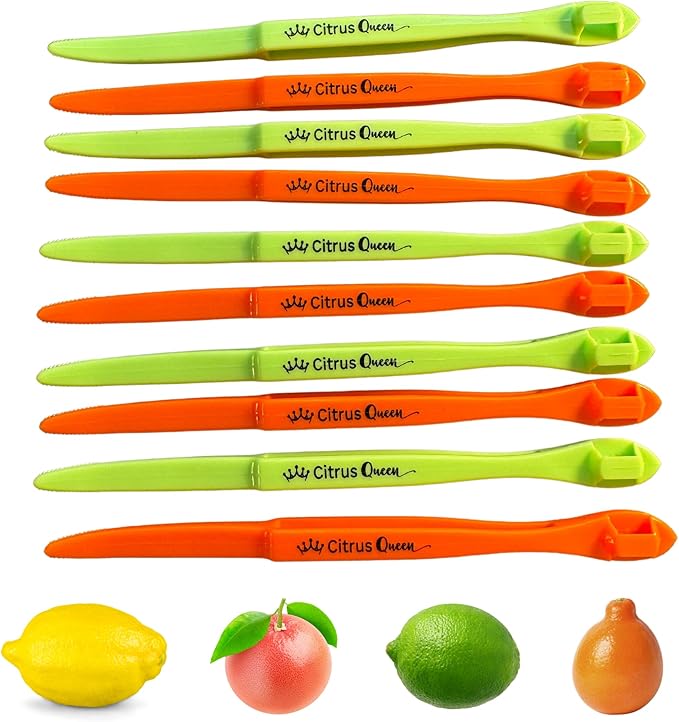 Citrus Queen Orange Peeler Tool Set - 10 Pack Kitchen Gadgets for Easy Fruit Peeling, Professional Grade Zesters for Home Restaurant Use
