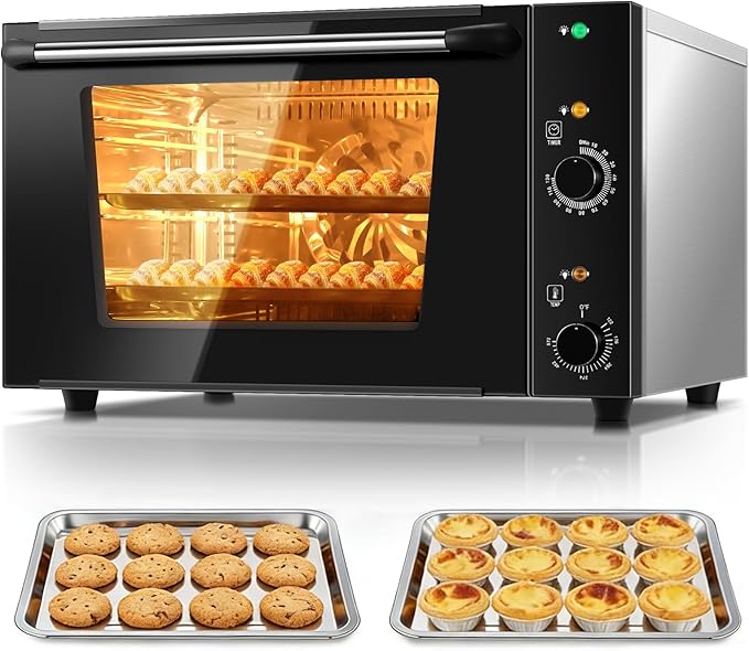 FOHERE Commercial Convection Oven - 50 Qt Large Capacity Electric Oven for Restaurant/Cafe/Food Industry, Black